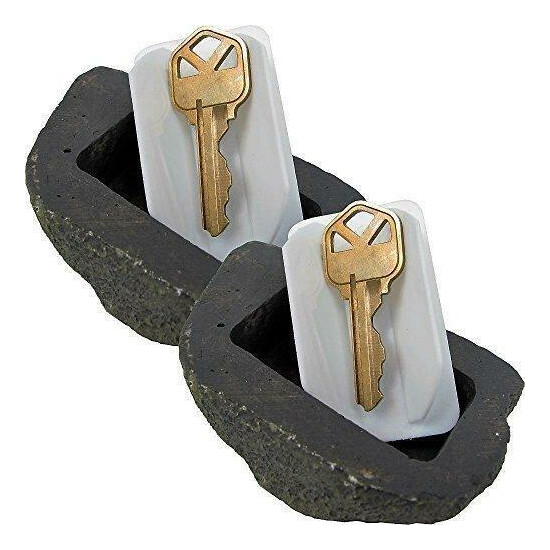 2Pc Hide-a-Spare-Key Fake Rock - Looks & Feels like Real Stone - Safe for Outdoo image {1}