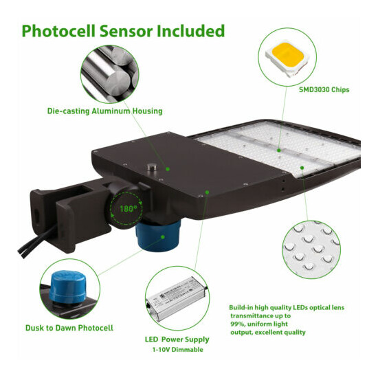 300W LED Shoebox Parking Lot Lights with Photocell 5000K 42000LM Wall Mount  Thumb {3}