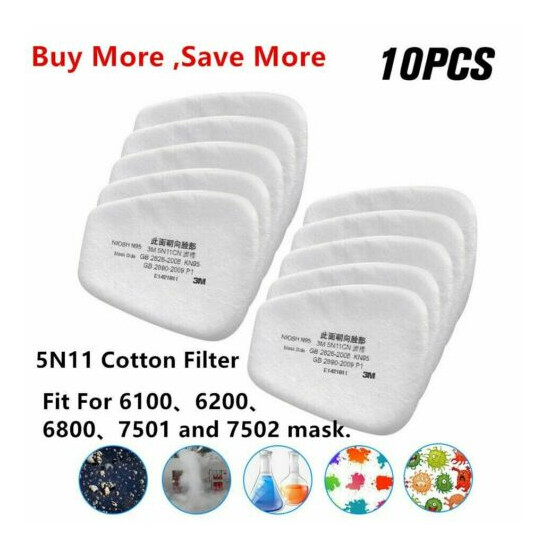10/20/50Pcs 5N11 Cotton Filter Replacement For 6200 6800 7502 Respirator Filters image {2}