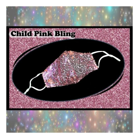 Face Mask Cloth Cover Bling Glitter Sequin Stylish Child Size - Reusable image {5}