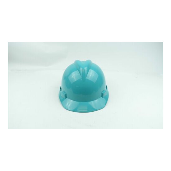 MSA V-Gard Turquoise Cap Style Hard Hats w/ Lightweight Large Staz-On Suspension image {1}