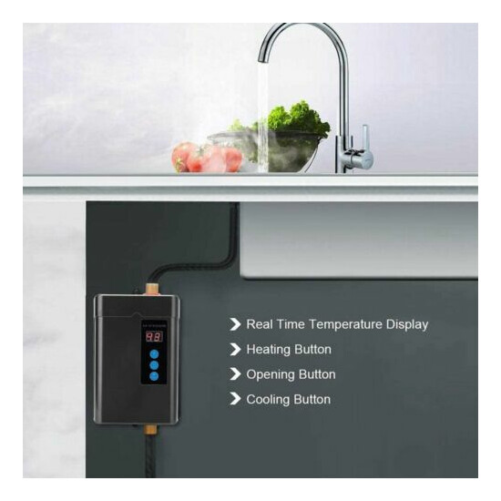 Remote Electric Instant Hot Tankless Water Heater Shower Kitchen Tap Faucet 3KW image {8}