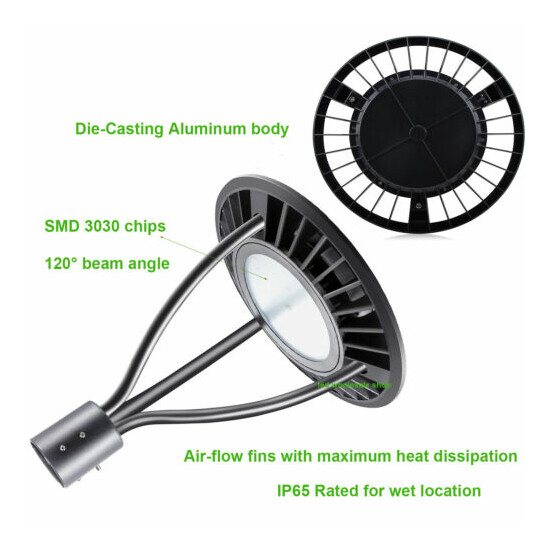 100W LED Circular Post Top Pole Lights for Garden Pathway Courtyard, 300W Equiv. image {2}