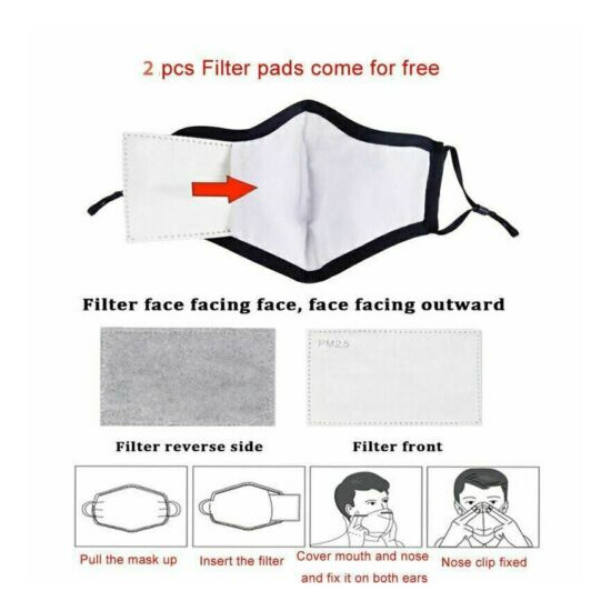 Reusable Air Purifying Washable Haze Pollution Cotton Face Mask with 2 Filters image {4}