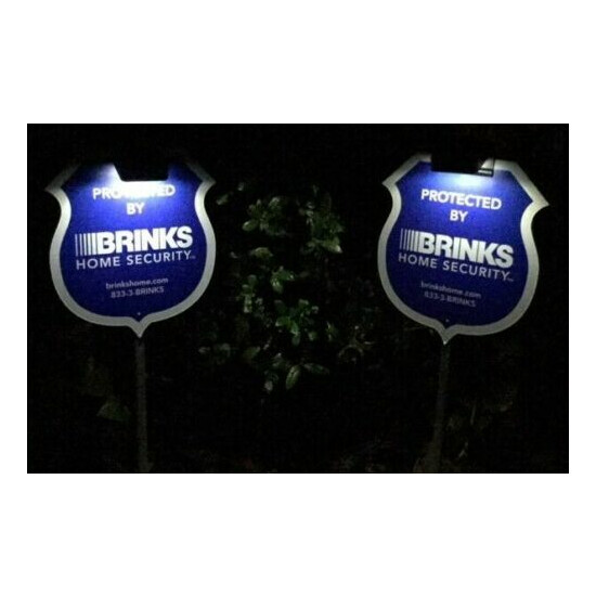  NEW - 2- Reflective Brinks Yard Signs + 6 2-sided Decals + 2 Solar Lights image {1}
