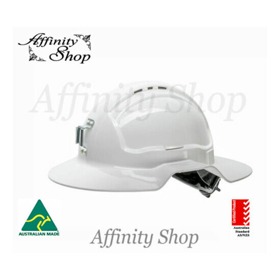 Wide Brim Mining Hard Hat Ratchet Mech Australian Made Brimmed Helmet AS/NZS NEW Thumb {1}