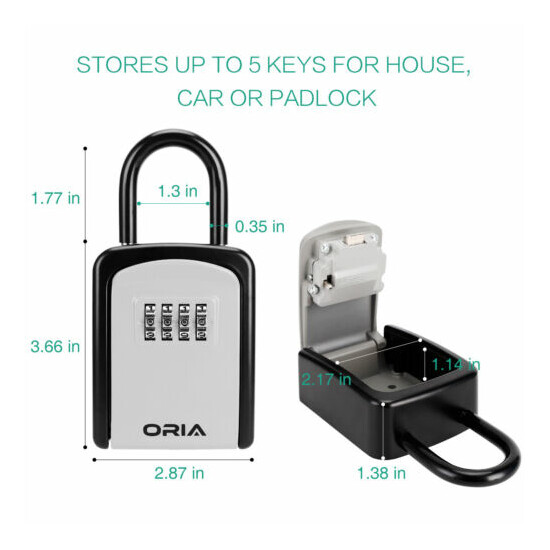 Outdoor 4&Digital Combination Key Lock Storage Security Box,Wall Mounted&Padlock image {12}