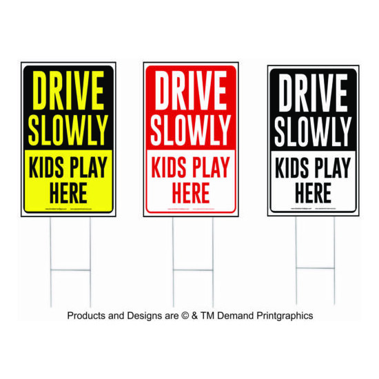 Drive Slowly Kids Play Here Yard Sign, Drive Slow/Children at Play 12" x 18" image {1}