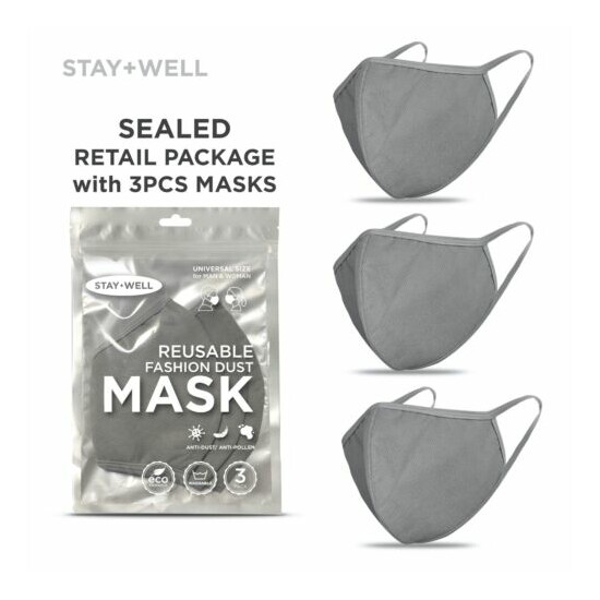 3 Face Masks Gray Mask Washable Reusable Mask Unisex Mask Men Women US SELLER image {2}