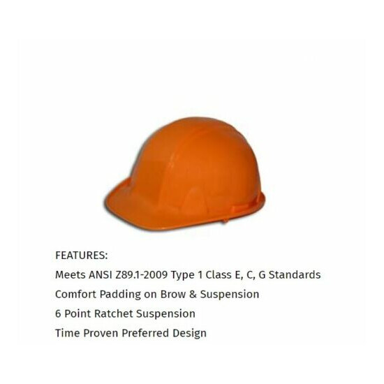 Forester Hard Hat has 6 Point System Orange ANSI Z89.1-2009 Type 1 Class E C G image {2}