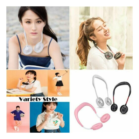 Sport Portable Fan Lazy Neck Hanging Dual Neckband USB Rechargeable Cooling Fan image {4}
