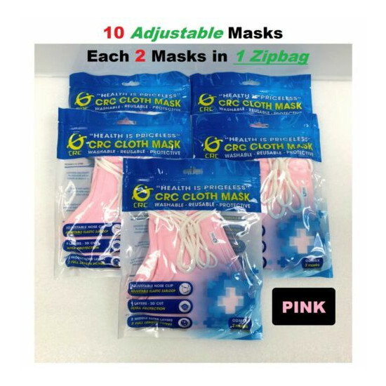 6 OR 10 PINK ADJUSTABLE Mask Cloth Face Masks Reusable Washable FABRIC 4 LAYERS  image {19}