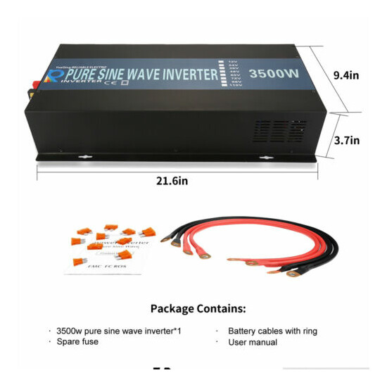 Pure Sine Wave Inverter 3500W Power Inverter 12V 110V 120V Off Grid Solar Home image {2}