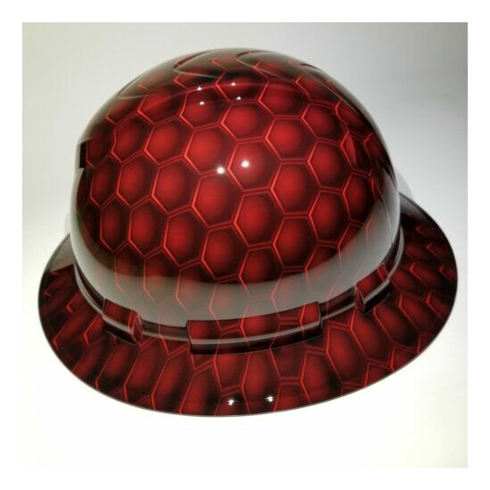NEW FULL BRIM Hard Hat custom hydro dipped in 3D RED HEX CARBON DEEP 3D EFFECTS image {5}