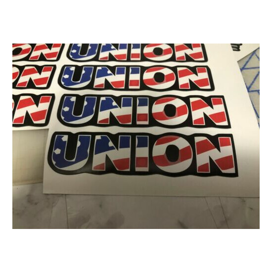 Funny UNION RED WHITE AND BLUE Hard Hat Sticker Construction Decals  image {2}