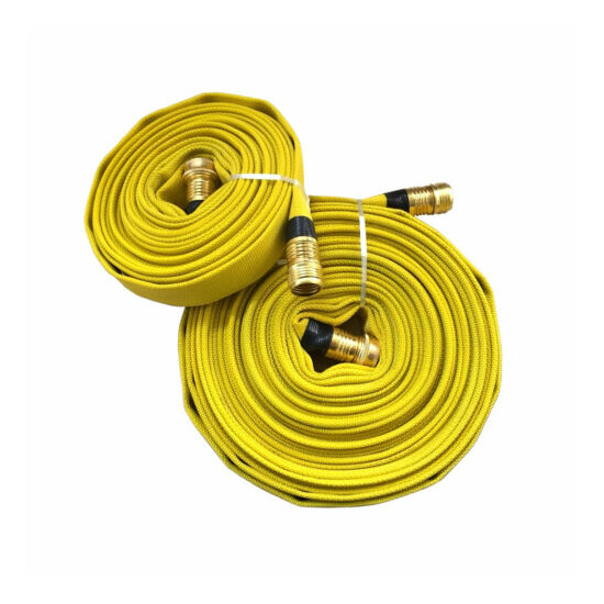 Forestry Grade Lay Flat Fire Hose with Garden Thread, YELLOW, 250 PSI Thumb {2}