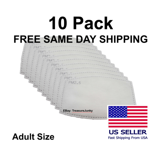 10 Pack Adult PM2.5 5 Layer Carbon Face Super Fresh Air Mask Filter Replacements image {1}