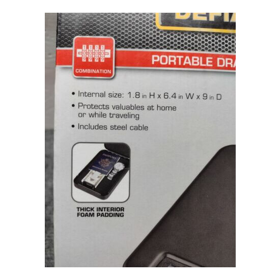 Defiant Portable Drawer Safe 3 Digit Combo Lock W/ Steel Cable To Secure Unit image {2}
