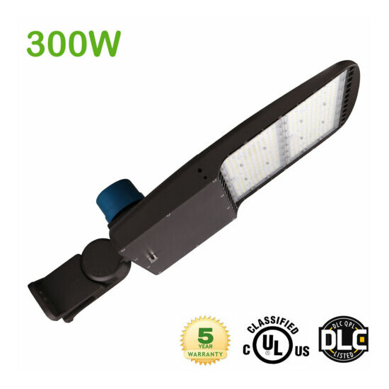 300W LED Shoebox Parking Lot Lights with Photocell 5000K 42000LM Wall Mount  Thumb {1}