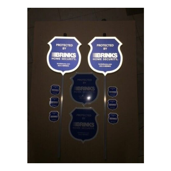 2 Reflective Brinks Security Yard Signs + 6 Double sided Decals **BRAND NEW** image {3}