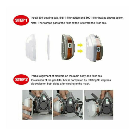 7 in 1 Half Face Gas Mask Facepiece For Spraying Painting 6200 Respirator Safety image {6}