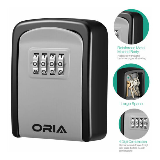 Outdoor 4&Digital Combination Key Lock Storage Security Box,Wall Mounted&Padlock image {13}