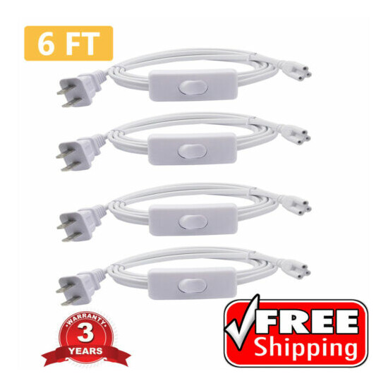 T5 T8 6ft Power Cord Extension Cable Wire for Integrated LED Bulb ON/OFF Switch  Thumb {1}