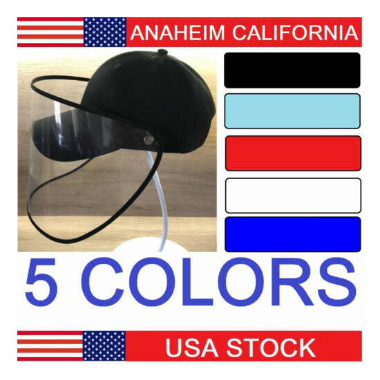 Full Face Cover Hat Cap Shield Sneeze Guard Visor Red Navy Baby Blue White Black image {1}