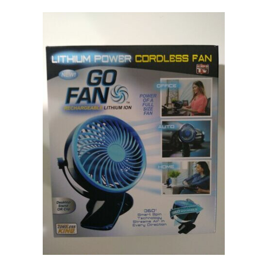 Go Fan Rechargeable Cordless Lithium Ion Fan As Seen On TV 360 Angle Brand New image {2}