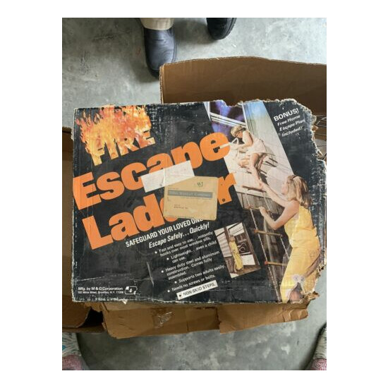 VINTAGE Fire Escape Ladder 15' 2 Story Escape All Metal M&G Corporation image {4}