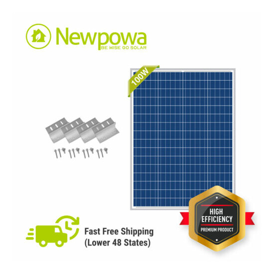 NewPowa 100W Watt 12V Poly Solar Panel +a set of Z bracket RV Camping Off Grid image {1}