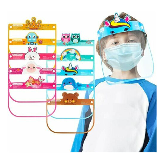 Kids Full Face Shield Mask Plastic Visor 10 PACK SHIELD Boy Girl Reusable School image {1}
