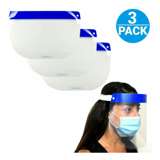 3-Pack Safety Full Face Shield Protective Clear AntiFog Film Protect Face & Eyes image {1}