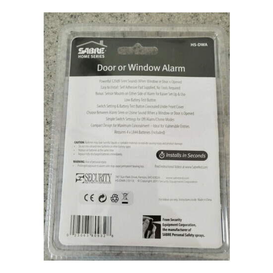 NEW Sabre Home Security Window or Door Alarm/Siren image {2}