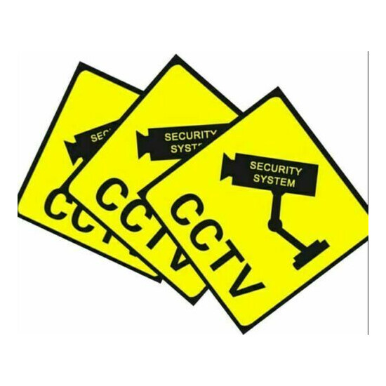 3Pcs Home CCTV Surveillance Yellow Security Camera Sticker Warning Decal Signs image {2}