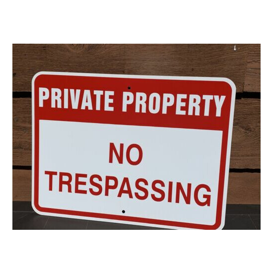 LOT OF 3 NEW 24" X 18" HEAVY METAL PRIVATE PROPERTY NO TRESPASSING SIGNS image {1}