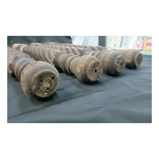 Set of 4 Wooden Spiral Twist Oak Table Legs image {2}