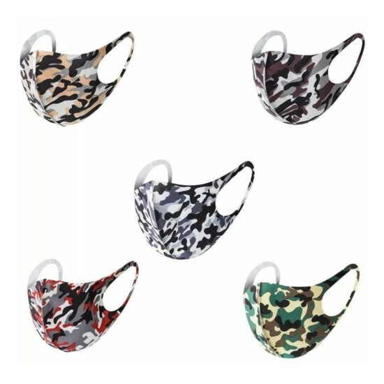 Face Cover 5 pcs Washable Cotton+Polyester Unisex Camouflage Comfortable image {2}