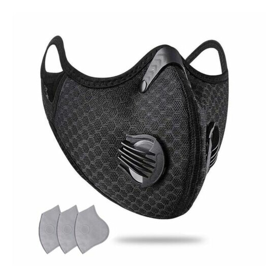 Sport Cycling Face Mask With Active Carbon Filters Breathing Valves Washable USA image {11}