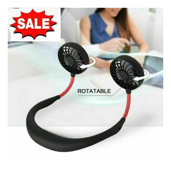 Sport Portable Fan Lazy Neck Hanging Dual Neckband USB Rechargeable Cooling Fan image {1}