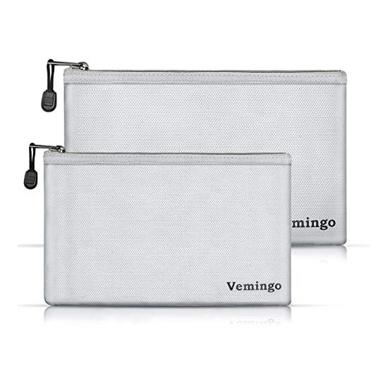 2 Pack Fireproof Document Bag Waterproof Safe Storage Pouch For Money Cash Gray  image {1}