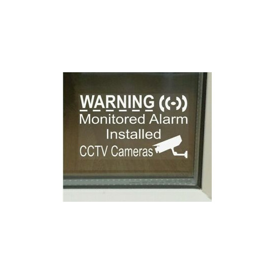 5 Monitored Alarm System Installed & CCTV Camera Security Warning Window Sticker image {1}