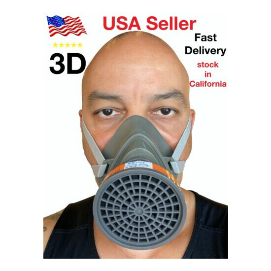 3D Half Face Respirator, LARGE, BRAND NEW, MAY 2020 STOCK, respirator paint image {1}