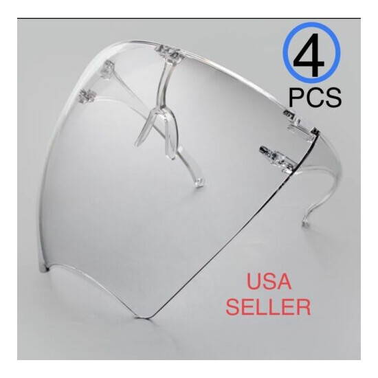 4PCS FULL FACE SHIELD MASK VISOR ANTI-FOG CLEAR REUSABLE COVER GLASSES US SELLER Thumb {1}
