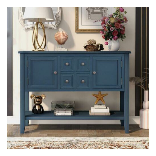 Classical Buffet Sideboard Console Table w/4 Drawers Bottom Shelf Home Furniture image {3}