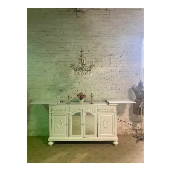 Painted Cottage Chic Shabby Romantic French Buffet / Server image {2}