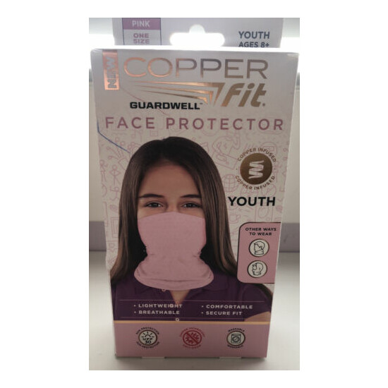 Copper Fit Guardwell Face Protector Mask YOUTH 8+ Color Pink Washable image {1}