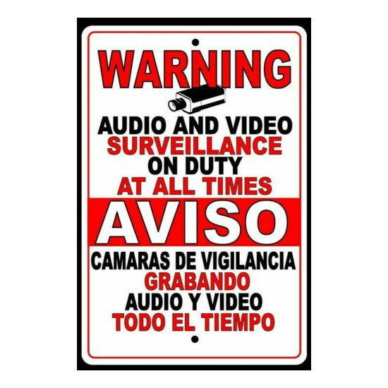 Spanish English Warning Protected By Video Surveillance Sign Made In US security image {1}