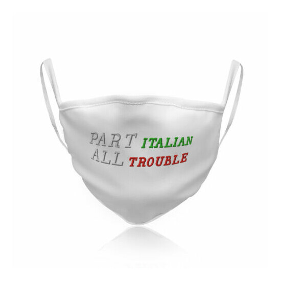 Cotton Washable Reusable Face Mask Part Italian Italy All Trouble Travel White image {1}