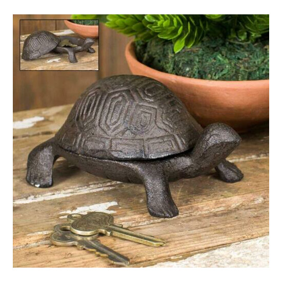 Cast Iron Garden Turtle Trinket, Key Box image {1}